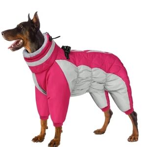 Pink and Gray Dog Winter Coat Size Large Dog Apparel Dog Clothes